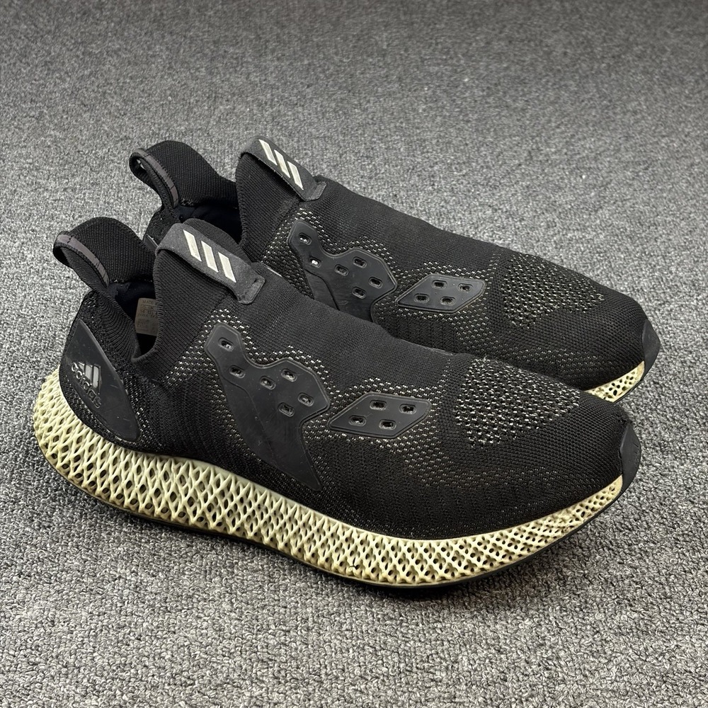 Adidas AlphaEdge 4D Reflective Core Black Slip On Sneakers‎ FW4686 Men's Size 14